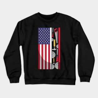 American Flag Woodworker Tools Carpenter Patriotic Crewneck Sweatshirt